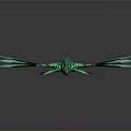 Colorful Green Bird with Black Patterns Spreading Wings in Artistic Design