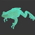 Vibrant Yellow Green Spotted Frog with Pink Legs and Red Eyes on Dark Background