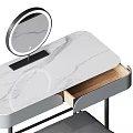 Sleek Modern Vanity Table With Round Mirror And Matching Stool Design 3d model