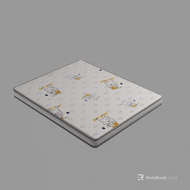 Cute Mattress Surface Featuring Adorable Cartoon Patterns And Circular Dots Design 3d model 