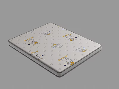 Cute Mattress Surface Featuring Adorable Cartoon Patterns And Circular Dots Design 3d model