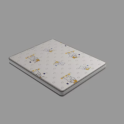 Cute Mattress Surface Featuring Adorable Cartoon Patterns And Circular Dots Design 3d model