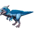 Blue Feathered Dinosaur With Vibrant Plumage Sharp Teeth And Dynamic Standing Pose 3d model