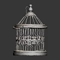 Vintage Metal Birdcage With Intricate Pattern Ornamental Decor Set For Home Accent