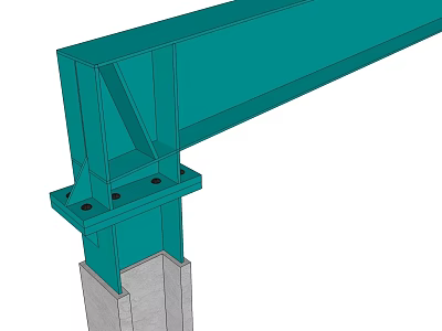 Industrial Teal Structural Support Component With Concrete Base And Metal Frame 3d model