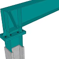 Industrial Teal Structural Support Component With Concrete Base And Metal Frame