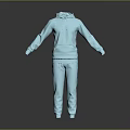 Light Blue Hoodie With Drawstring And Matching Pants Comfortable Casual Sportswear Set