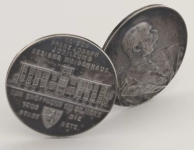 Vintage Silver Collectible Coins With Detailed Building Design And Portrait Inscriptions 3d model