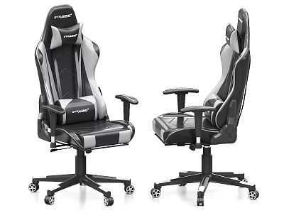 Ergonomic Office Chair With Black White Design Adjustable Armrests And Wheels 3d model
