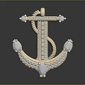 Light Colored Anchor Shaped Fashion Accessory With Diamond Embellished Rope Detail And Gemstone Accents