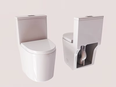 Modern Toilet Design Showing Exterior View And Interior Structure Details 3d model
