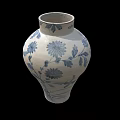 Traditional Blue And White Ceramic Vase With Floral Pattern Design