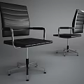 Black Leather Office Chair With Adjustable Armrests Swivel Base And Caster Wheels