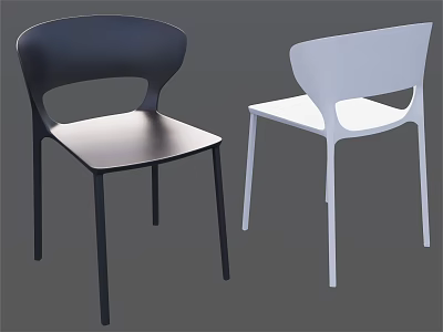 Modern Black And White Dining Chairs With Curved Backrest And Sleek Legs 3d model