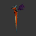 Humanoid Creature Character with Purple Wings Red Body Yellow Striped Abdomen and Silver Arm Devices