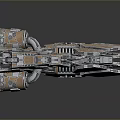Sci Fi Spaceship With Intricate Mechanical Parts Glowing Green Accents And Metallic Texture