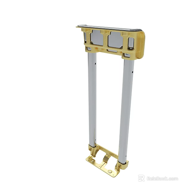 Sturdy Metal Support Stand With Yellow Top And Silver Vertical Poles 3d model 