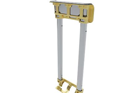 Sturdy Metal Support Stand With Yellow Top And Silver Vertical Poles 3d model