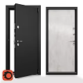 Modern Swing Doors With Black And Light Colored Panels Metal Frame And Door Locks