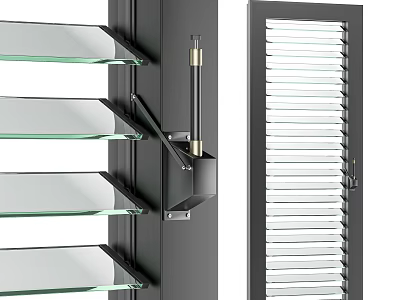 Modern Blinds With Glass Slats Metal Frame And Adjustable Mechanism 3d model