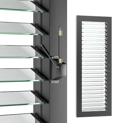 Modern Blinds With Glass Slats Metal Frame And Adjustable Mechanism 3d model