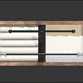 Modern Storage Shelf With Wooden Base Metal Frame Hanging Rod And Layered Storage Design