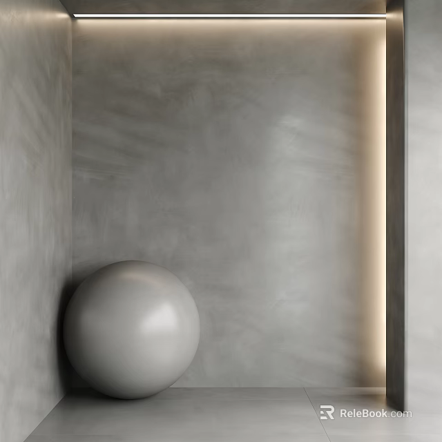 Gray Textured Plaster Wall with Smooth White Sphere and Soft Side Lighting 3d model
