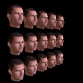 Male Facial Expressions Collection Featuring Multiple Angles On Black Background
