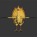 Yellow Mythical Bird With Fluffy Feathers Sharp Claws And Outstretched Wings