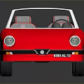 Vintage Red ALFA Convertible Car With Light Gray Interior And Silver Wheels