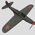 Vintage Fighter Aircraft With Gray Body Red Star Emblems And Propeller Design