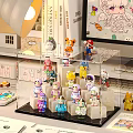 Acrylic Display Case With Collectible Cartoon Figures Mario Pikachu And Astronauts