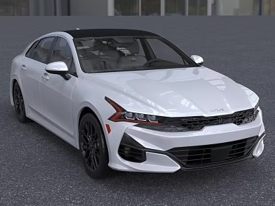 White Kia Sedan With Black Roof Black Wheels And Modern Sporty Exterior Design 3d model