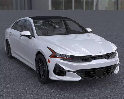 White Kia Sedan With Black Roof Black Wheels And Modern Sporty Exterior Design 3d model