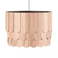 Wooden Scalloped Chandelier With Layered Design For Modern Home Interior