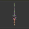 Purple Black Decorative Spear Weapon with Spiked Design and Sharp Tip