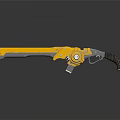 Yellow Futuristic Weapon With Mechanical Revolver Style And Black Grip Design