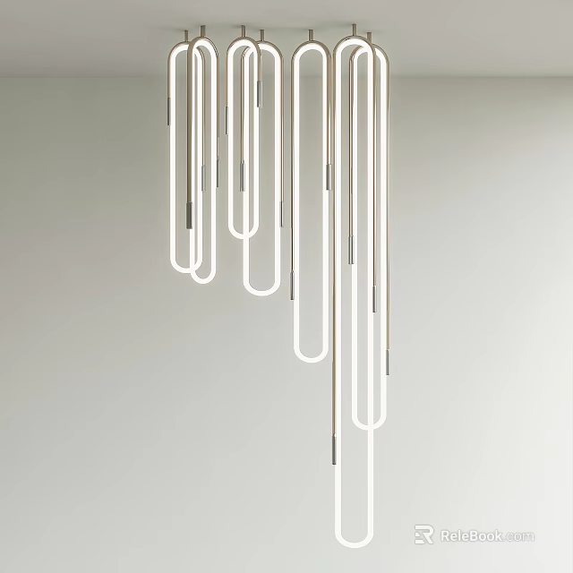 Modern Chandelier With Multiple Sleek Metal Hanging Rods For Interior Design 3d model 