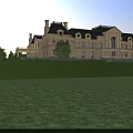 Luxury European Style Detached Villa With Yellow Exterior Dark Roof And Lawn Greenery