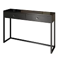 Modern Black Console Table With High Gloss Top Two Drawers And Metal Frame