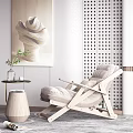 Modern Wooden Frame Leisure Chairs With Plush Cushions And Perforated Wall Backdrop
