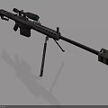 Black Tactical Sniper Rifle With Scope Tripod And Long Barrel Design