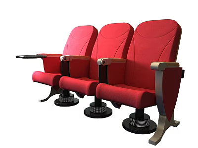 Red Cinema Seats With Armrests And Stable Bases For Theater Setting 3d model