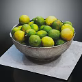 Fresh Limes and Lemons in Metal Colander Bowl on White Paper