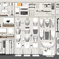 Sleek Modern Bathroom Collection With Toilets Sinks Bathtubs Shower Fixtures And Cabinets