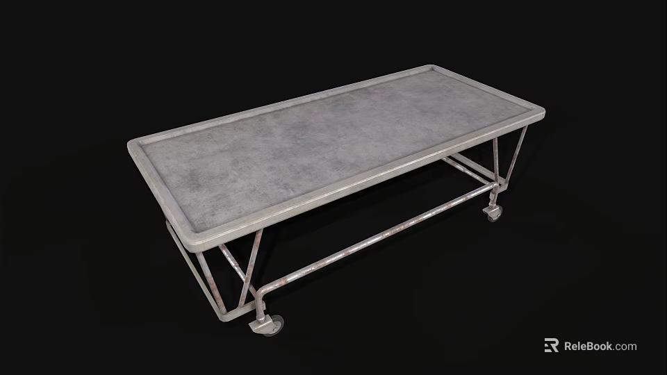 Sturdy Metal Medical Cart With Four Wheels And Flat Surface For Hospital Use 3d model 
