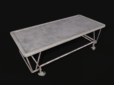 Sturdy Metal Medical Cart With Four Wheels And Flat Surface For Hospital Use 3d model