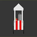 Red And White Striped Food Cart With Condiment Bottles Snack Containers And Wheels