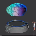 Child Interacting With Interactive Installation Featuring Colorful Glowing Floating Geometric Sphere 3d model
