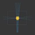 Stage Decorative Lights Arranged on Truss with Blue Yellow Light Beams Illuminating Stage
